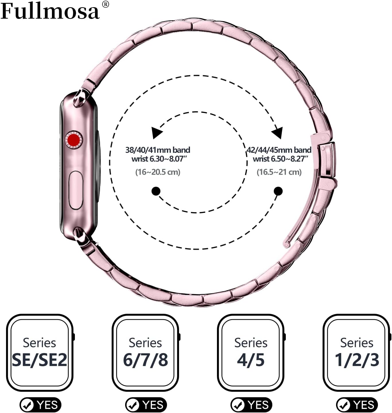 Kirsch ROSA - Edelstahl Edition I Zarte Eleganz I Apple Smartwatch