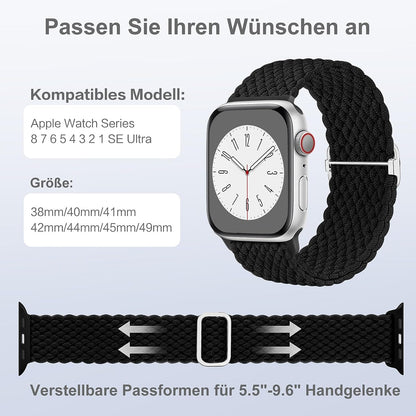 Schwarzes Solo Loop Armband I Apple Watch Ultra und SE