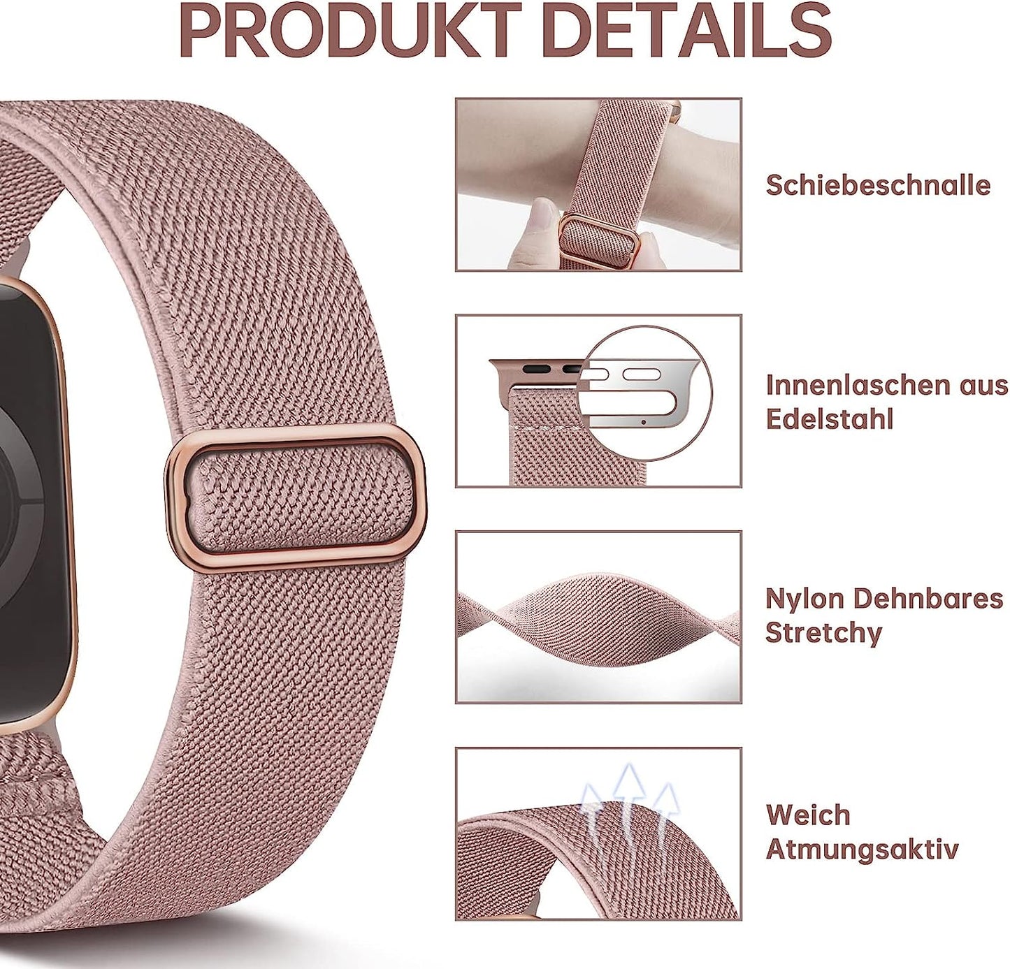 Classic 5er Bundle - Apple Watch Armband (Grün, Beige, Schwarz, Rosa, Creme)