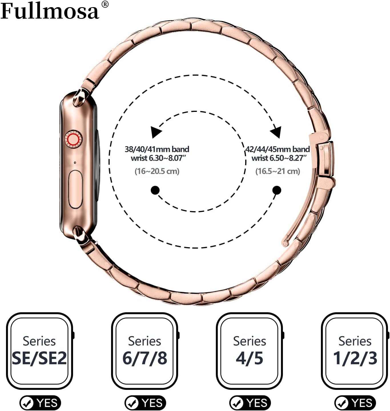 ROSÉ Gold I Edelstahl iWatch Armband I Kompatibel mit allen SE Modellen