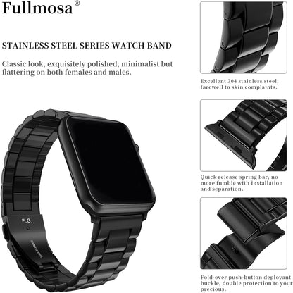 Schwarzes Edelstahl Armband I Apple Smartwatch (Gratis Schutz Case)