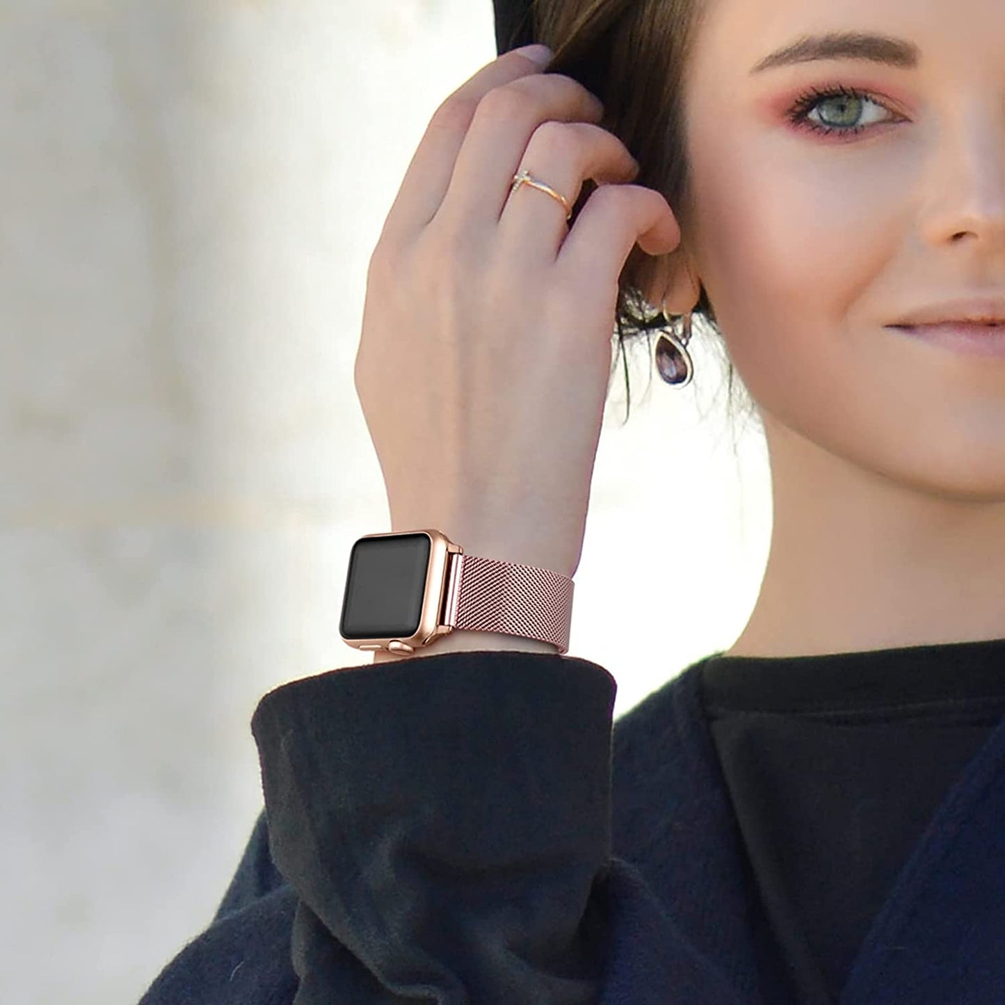 frauen armband rose gold edelstahl apple watch