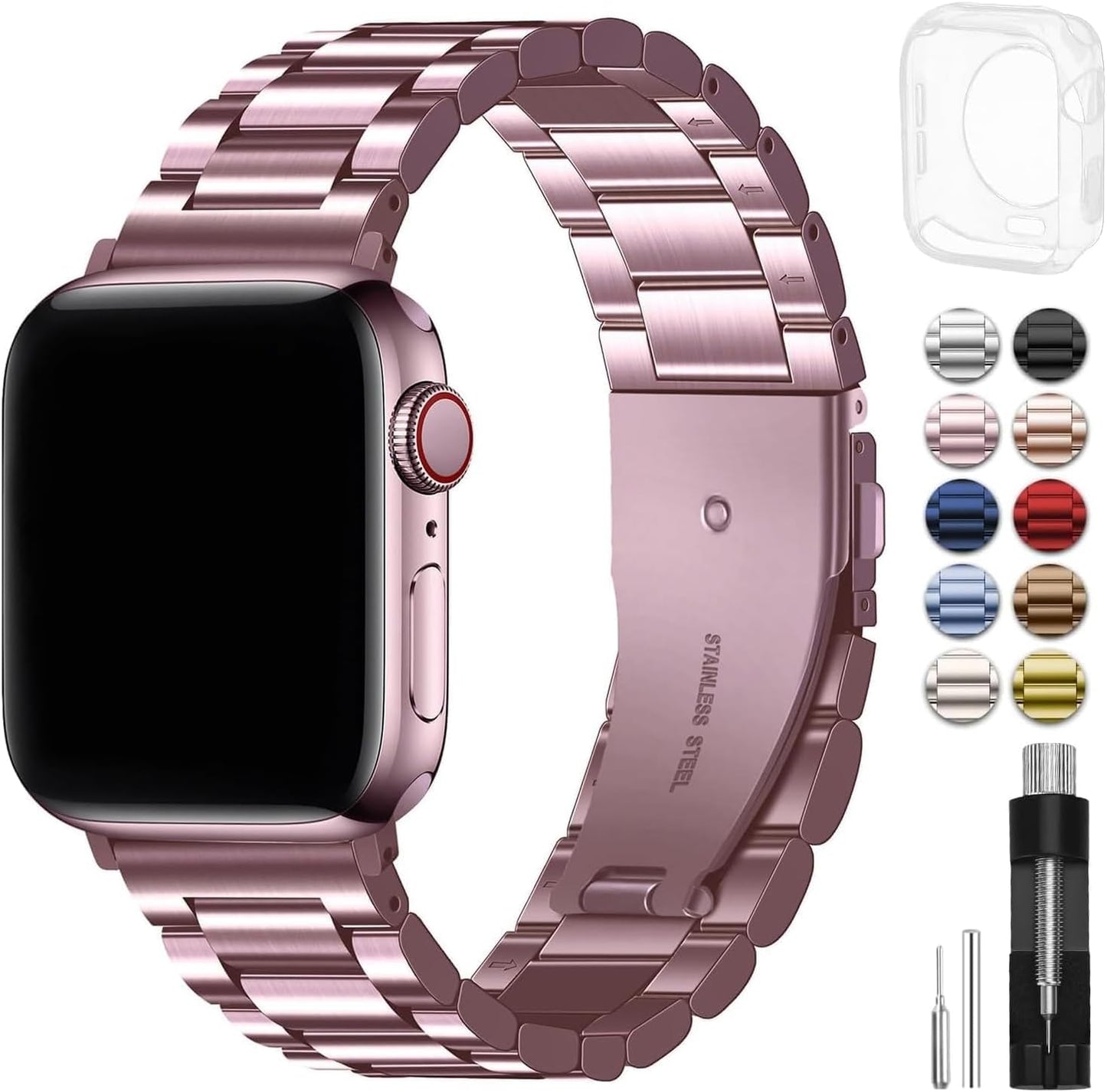 Kirsch ROSA - Edelstahl Edition I Zarte Eleganz I Apple Smartwatch